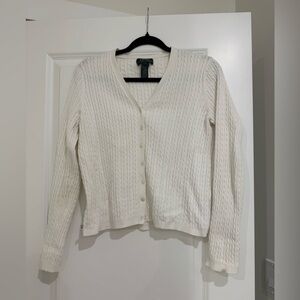 Ralph Lauren Cream Cable Knit Button-Up Cardigan
